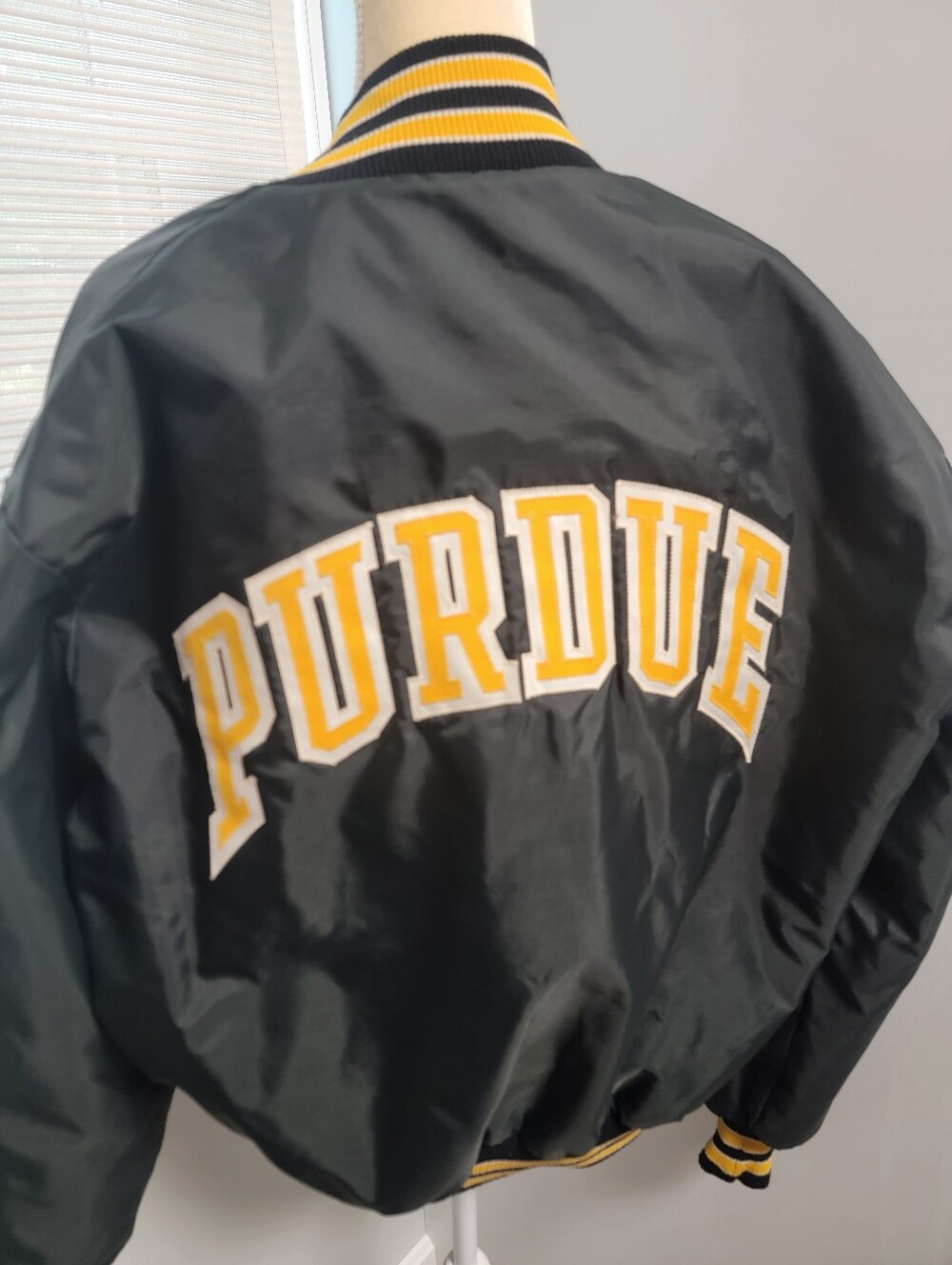 Vintage 80s Purdue University By Delong Boilermakers Satin Bomber Jacket Sz L